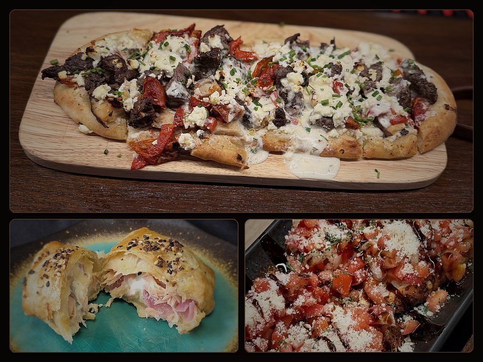 Flatbread, smoked salmon puffs, and bruschetta from the CK Downtown menu